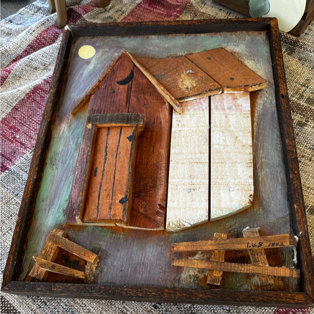 Rustic Wooden Wall Art with Moon Design